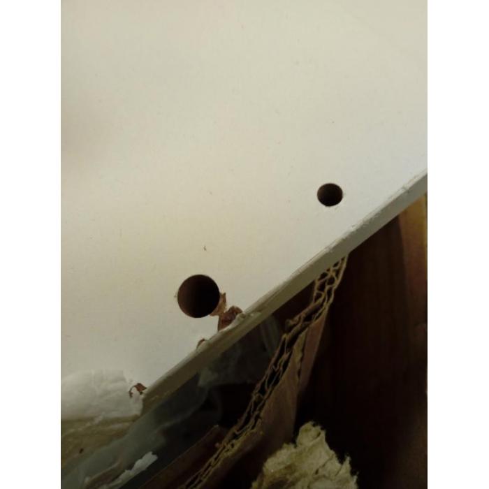 Defekte Ware (Holz/Lackschden SK3) | Hngeschrank HWC-L86, Badschrank, MVG Melamin 2 Tren 3 Fcher 160x33cm ~ wei