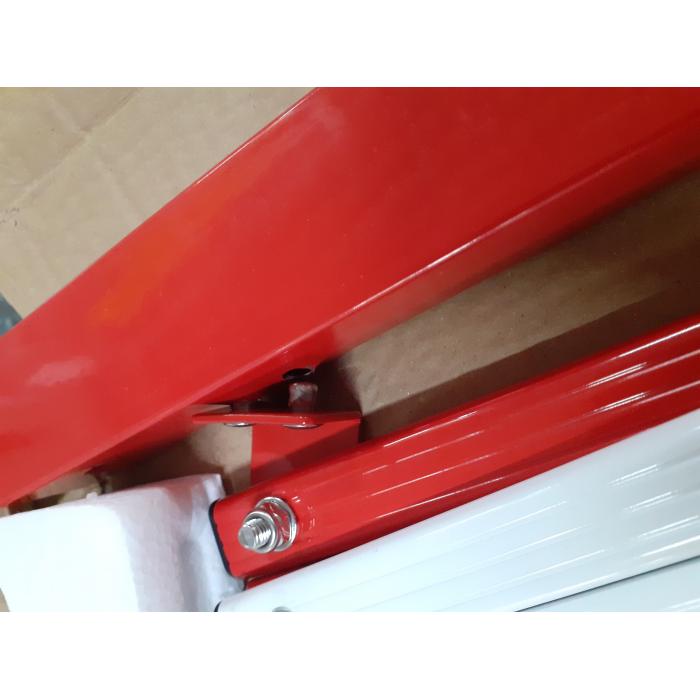 Defekte Ware (Nieten gerissen SK3) | Absperrgitter HWC-B34, Zaun ausziehbar, Alu rot-wei ~ Hhe 153cm, Breite 36-300cm