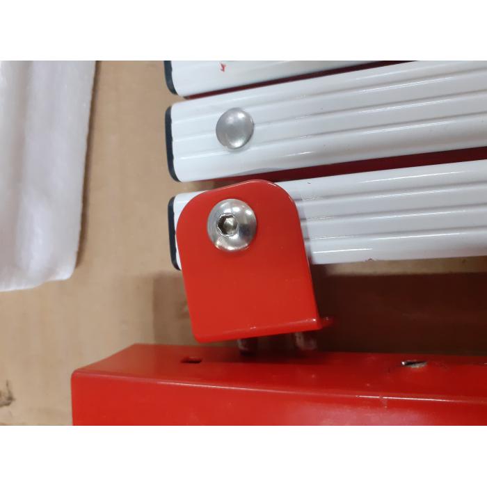 Defekte Ware (Nieten gerissen SK3) | Absperrgitter HWC-B34, Zaun ausziehbar, Alu rot-wei ~ Hhe 153cm, Breite 36-300cm