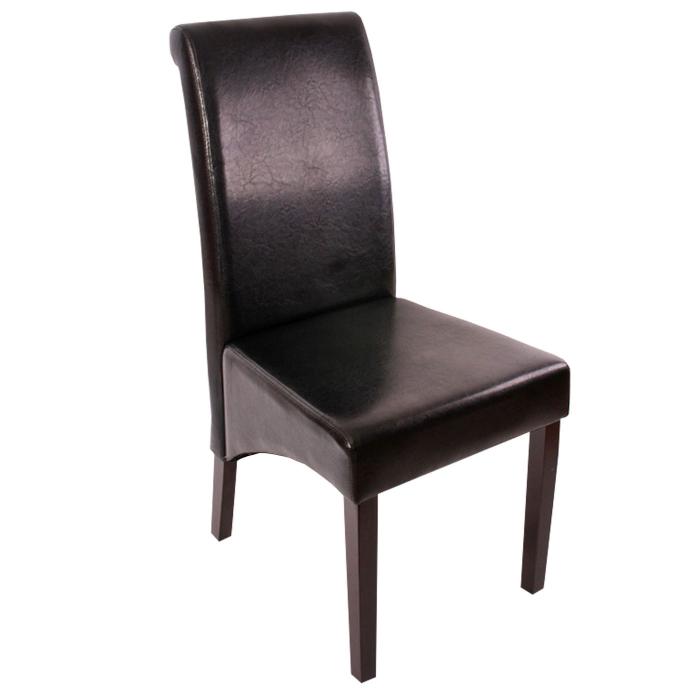 6x Esszimmerstuhl Küchenstuhl Stuhl M37 ~ Leder, schwarz, dunkle Füße