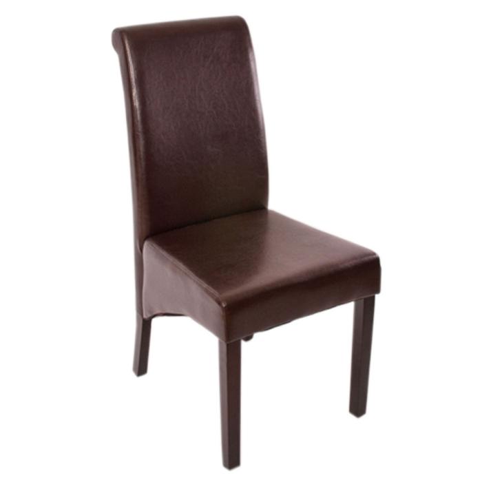2x Esszimmerstuhl Lehnstuhl Stuhl M37 ~ Leder, braun, dunkle Füße