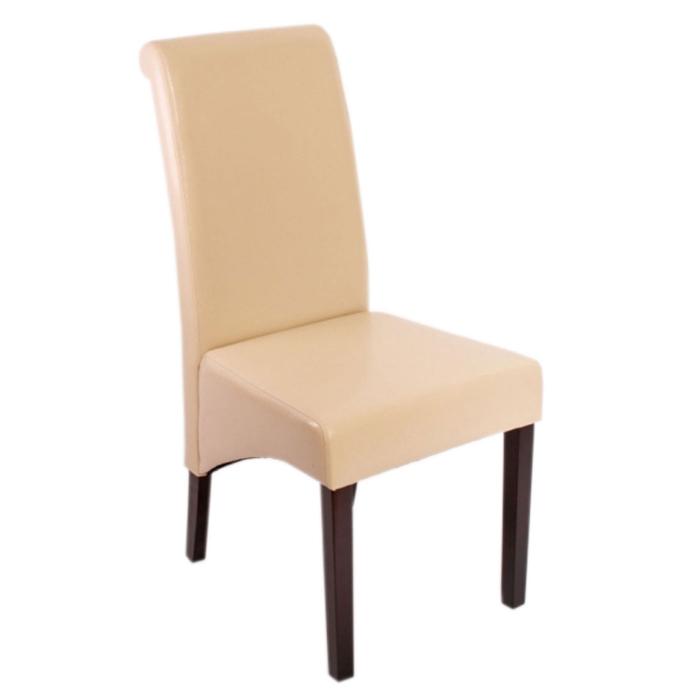 2er-Set Esszimmerstuhl Küchenstuhl Stuhl M37 ~ Leder, creme, dunkle Füße