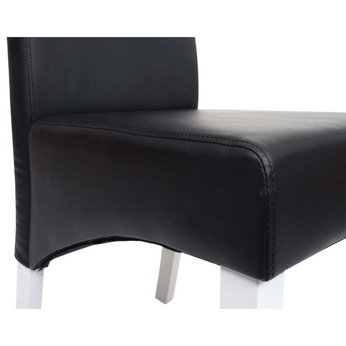 6er-Set Esszimmerstuhl Kchenstuhl Stuhl M37 ~ Leder, schwarz, weie Fe