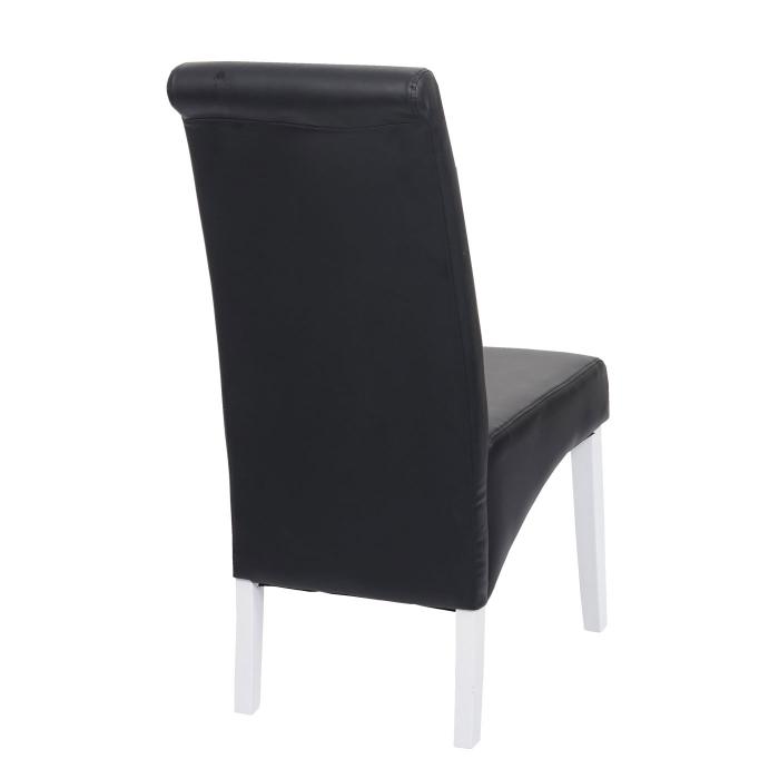 6er-Set Esszimmerstuhl Kchenstuhl Stuhl M37 ~ Leder, schwarz, weie Fe