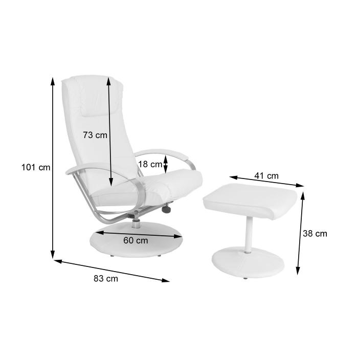 Relaxliege Relaxsessel Fernsehsessel N44 mit Hocker ~ creme-wei