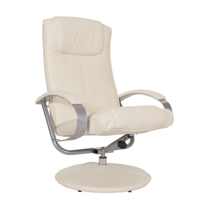 Relaxliege Relaxsessel Fernsehsessel N44 mit Hocker ~ creme-wei