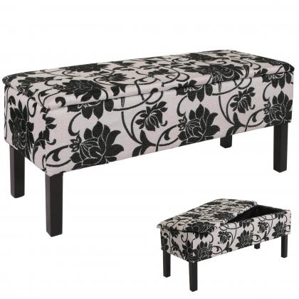 Bank Sitzbank Renens Aufbewahrungstruhe Stoff/Textil 95x36x44 cm FSC-zertifiziert ~ jacquard schwarz