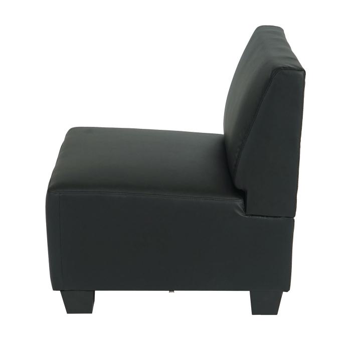 Modular Sessel ohne Armlehnen, Mittelteil Lyon, Kunstleder ~ schwarz