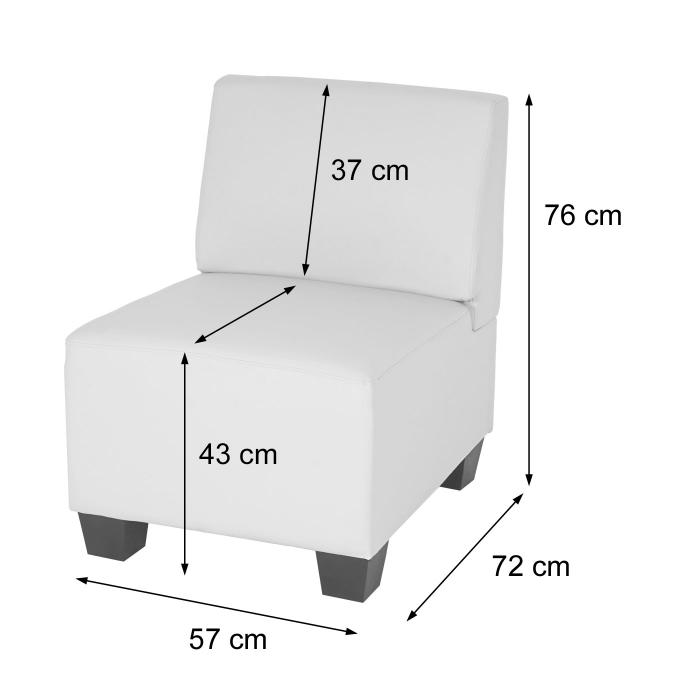 Modular Sessel ohne Armlehnen, Mittelteil Lyon, Kunstleder ~ creme