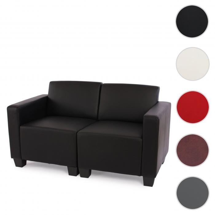 Modular 2-Sitzer Sofa Couch Lyon, Kunstleder ~ schwarz