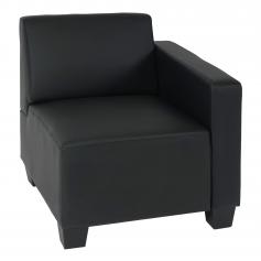 Modular Seitenteil rechts, Sessel mit Armlehne Lyon, Kunstleder ~ schwarz