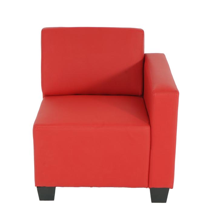 Modular Seitenteil rechts, Sessel mit Armlehne Lyon, Kunstleder ~ rot
