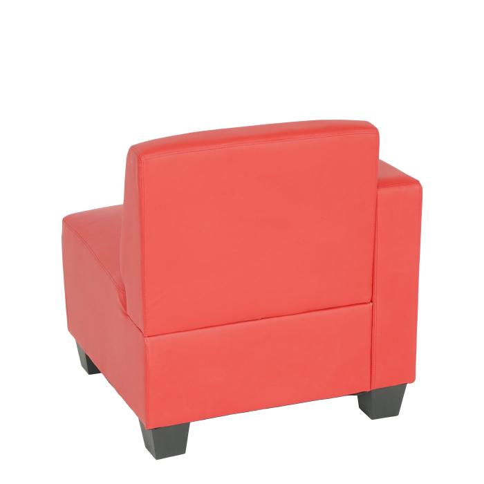 Modular Seitenteil links, Sessel mit Armlehne Lyon, Kunstleder ~ rot