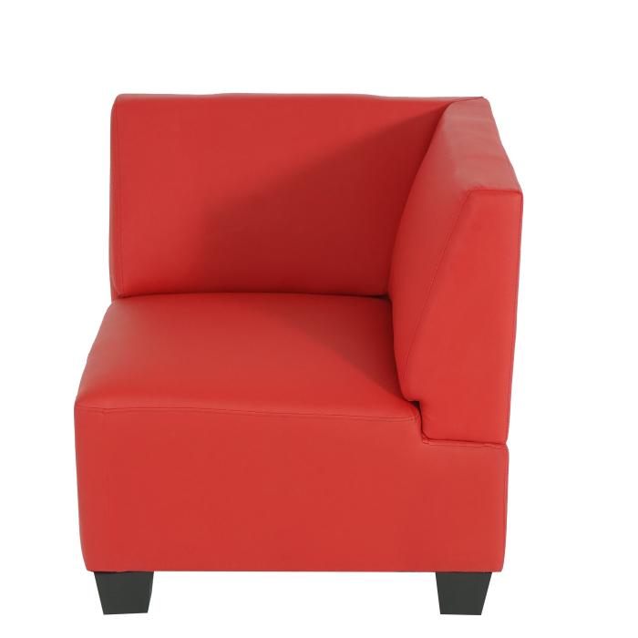 Modular 3-Sitzer Sofa Couch Lyon, Kunstleder ~ rot, hohe Armlehnen