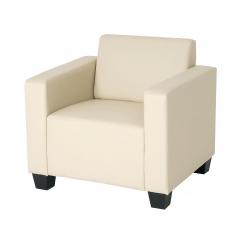 Sessel Loungesessel Lyon, Kunstleder ~ creme