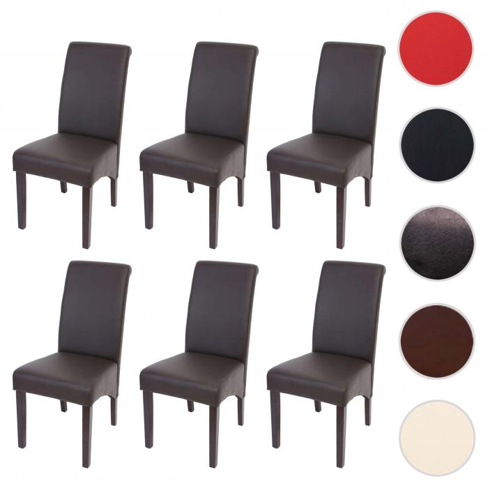 6er-Set Esszimmerstuhl Kchenstuhl Stuhl M37 ~ Kunstleder matt, braun, dunkle Fe