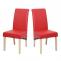 2er-Set Esszimmerstuhl Kchenstuhl Stuhl M37 ~ Kunstleder matt, rot, helle Fe