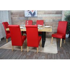 6x Esszimmerstuhl Lehnstuhl Stuhl M37 ~ Kunstleder matt, rot, helle Füße