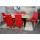 6x Esszimmerstuhl Lehnstuhl Stuhl M37 ~ Kunstleder matt, rot, helle Füße