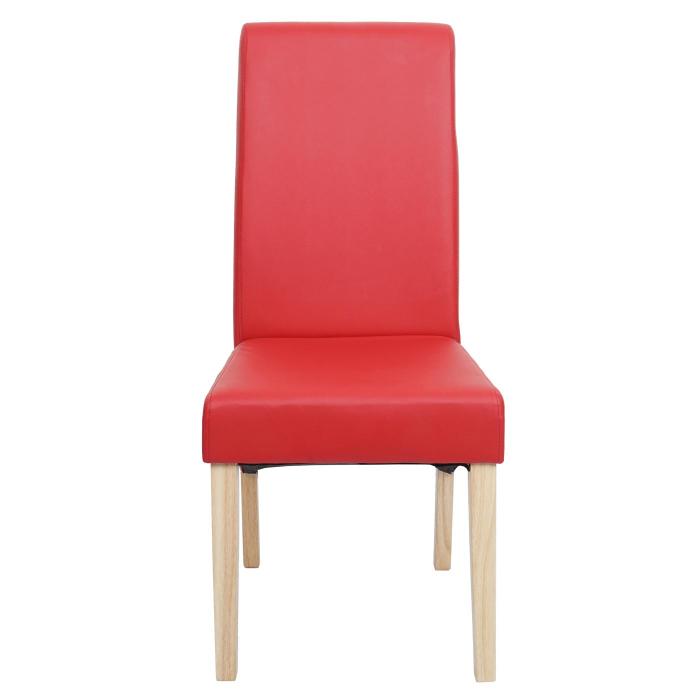 B-Ware (Riss unter Sitzflche SK3) 2er-Set Esszimmerstuhl Kchenstuhl Stuhl M37 ~ Kunstleder matt, rot, helle Fe