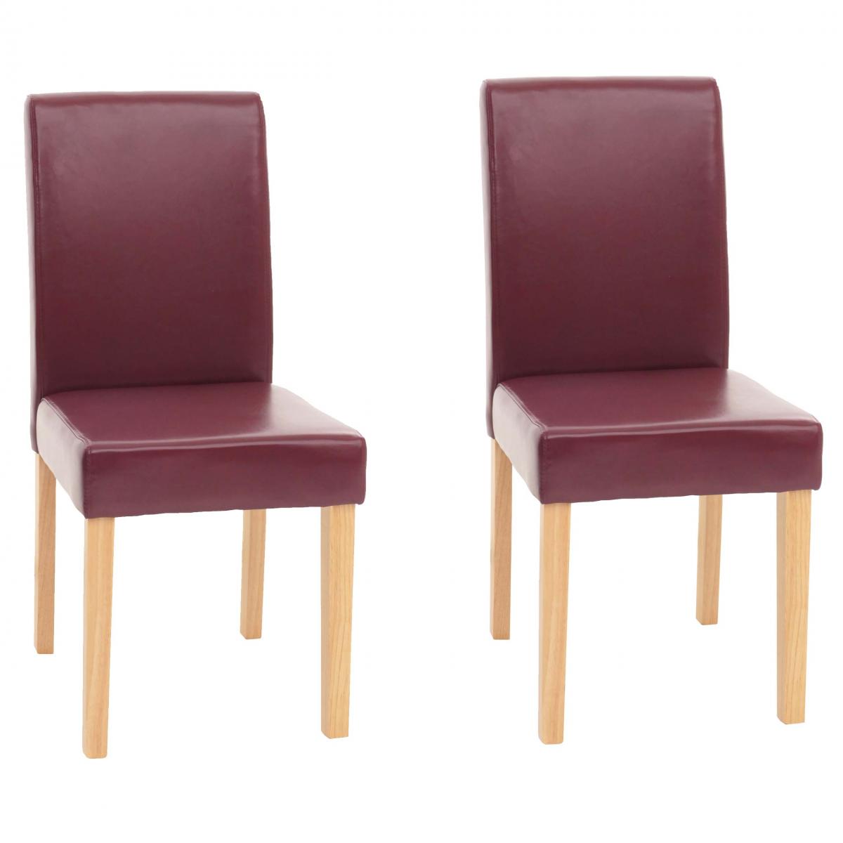 2er-Set Esszimmerstuhl Stuhl Kchenstuhl Littau ~ Kunstleder, rot, helle Beine