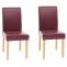 2er-Set Esszimmerstuhl Stuhl Kchenstuhl Littau ~ Kunstleder, rot, helle Beine