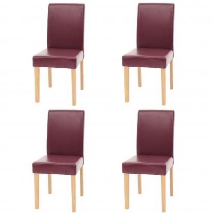 4er-Set Esszimmerstuhl Stuhl Kchenstuhl Littau MVG-zertifiziert ~ Kunstleder, rot helle Beine