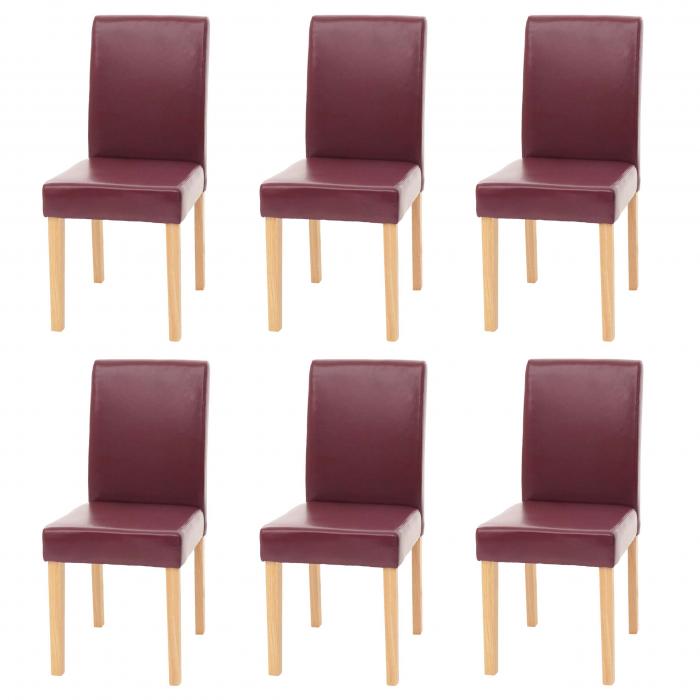 6er-Set Esszimmerstuhl Stuhl Kchenstuhl Littau ~ Kunstleder, rot, helle Beine