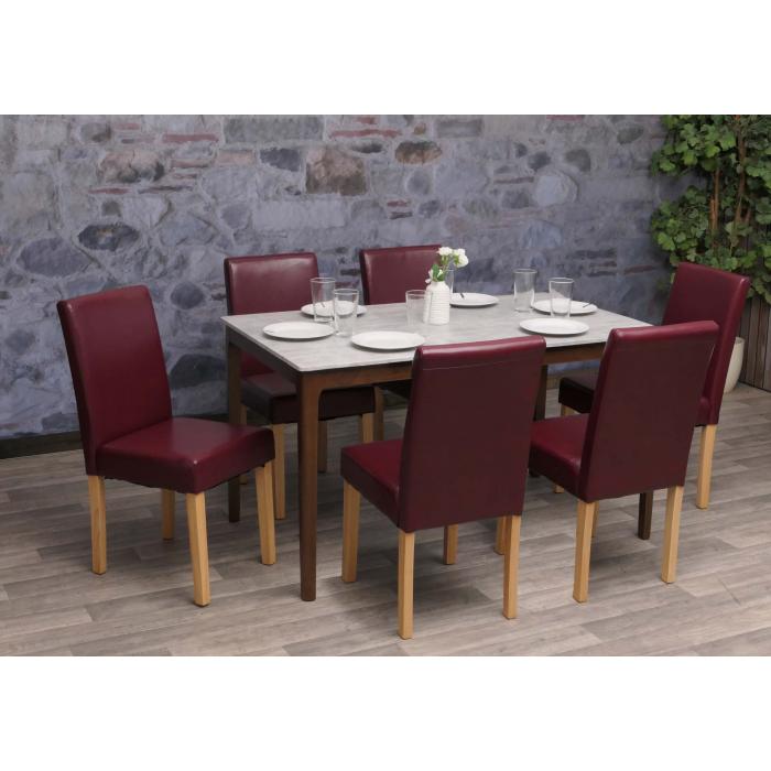 6er-Set Esszimmerstuhl Stuhl Kchenstuhl Littau ~ Kunstleder, rot, helle Beine