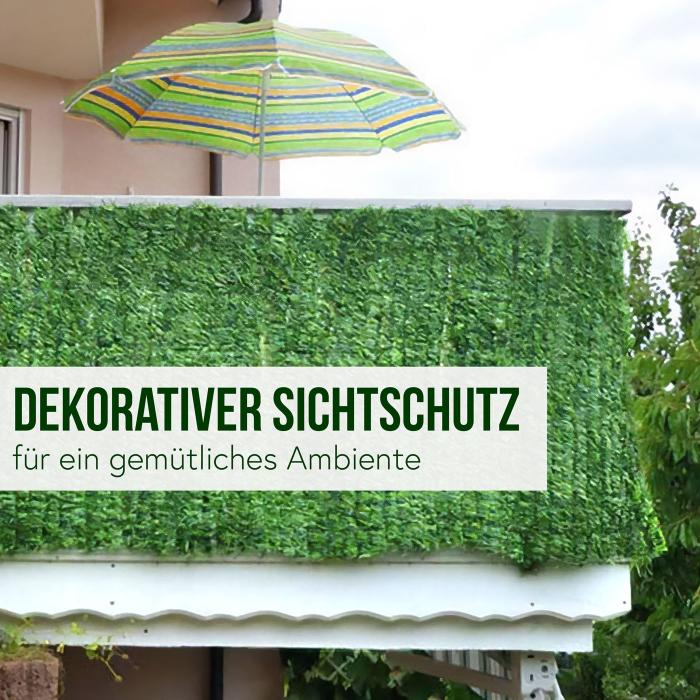 Balkonsichtschutz N77, Sichtschutz Windschutz Verkleidung für Balkon Terrasse Zaun ~ 300x100cm Blatt hell