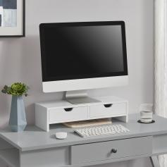 Monitorständer HLO-PX14 mit 2 Schubladen 50x18x13cm ~ Weiß