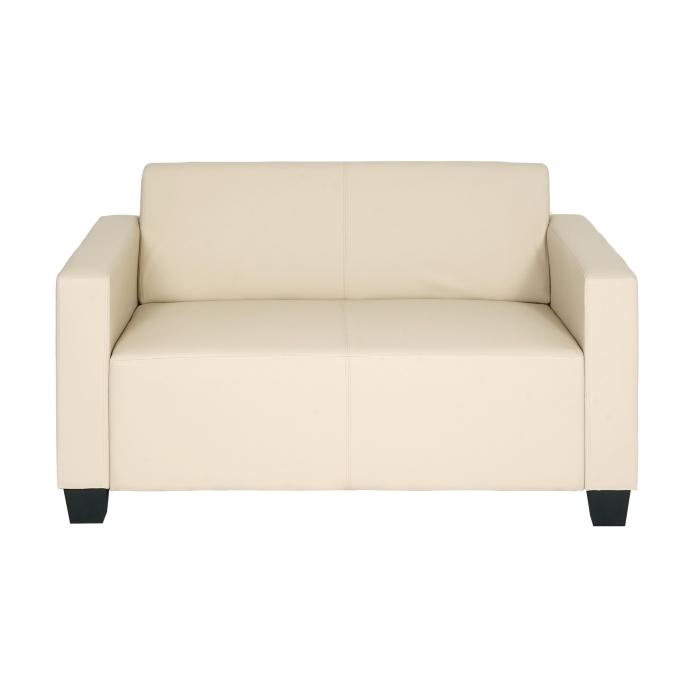 2er Sofa Couch Lyon Loungesofa Kunstleder ~ creme