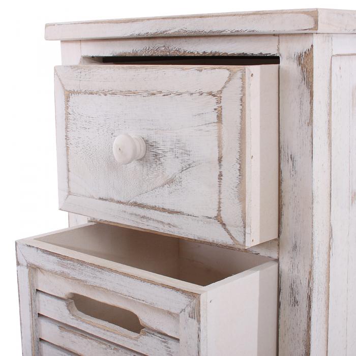 Kommode T18, Schubladenschrank Schrank, 4 Schubladen, 74x30x25cm Shabby-Look Vintage ~ wei