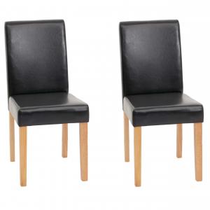 2er-Set Esszimmerstuhl Stuhl Kchenstuhl Littau ~ Kunstleder, schwarz, helle Beine