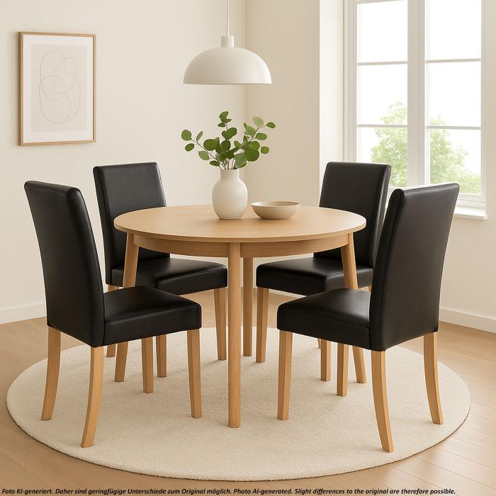 2er-Set Esszimmerstuhl Stuhl Lehnstuhl Littau ~ Leder, schwarz, helle Beine