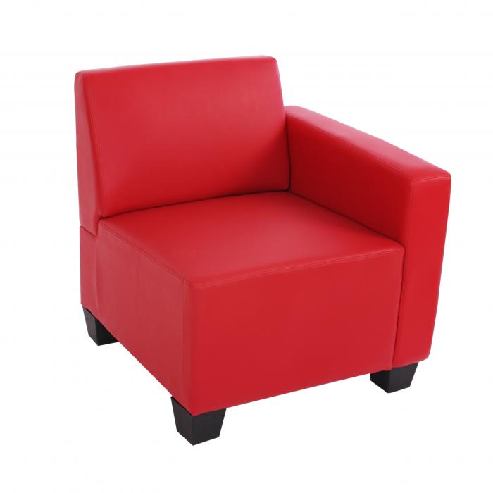 Modular 4-Sitzer Sofa Couch Lyon, Kunstleder ~ rot