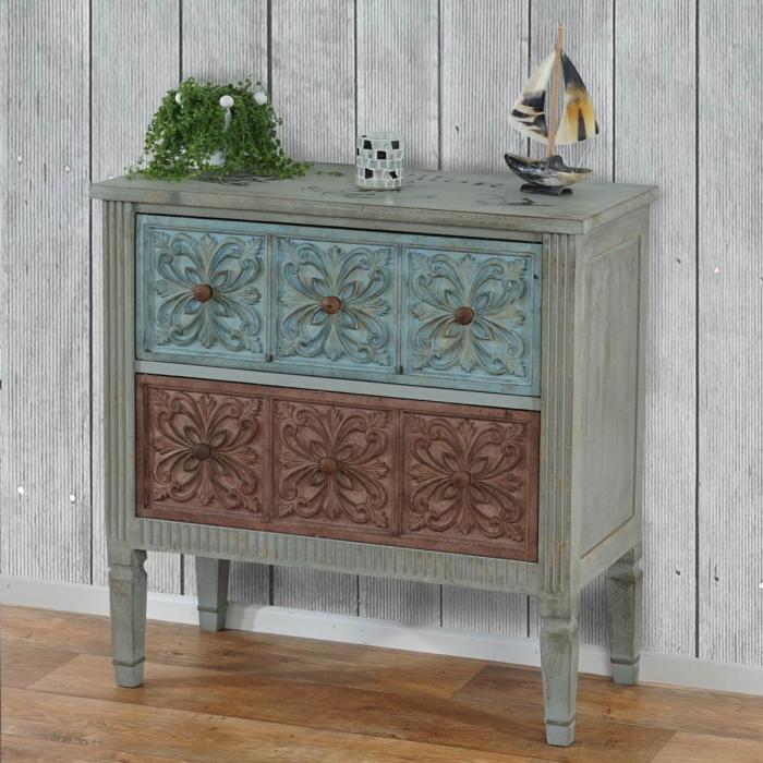 Kommode Aveiro Sideboard Schrank Shabby-Look, Vintage, 80x79x40cm