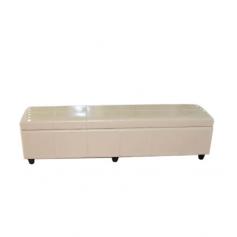 Bank Sitzbank mit Aufbewahrung Kriens XXL, Leder + Kunstleder, 180x45x45cm ~ creme