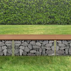 Gabionenbank HLO-PX2 WPC 100x45x30 cm ~ Teakholz