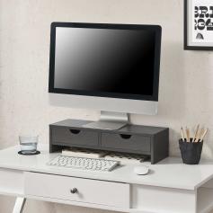 Monitorstnder HLO-PX14 mit 2 Schubladen 50x18x13cm ~ Dunkelgrau