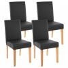 4er-Set Esszimmerstuhl Stuhl Küchenstuhl Littau ~ Kunstleder, schwarz matt, helle Beine