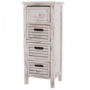 Kommode T18, Schubladenschrank Schrank, 4 Schubladen, 74x30x25cm Shabby-Look Vintage ~ wei