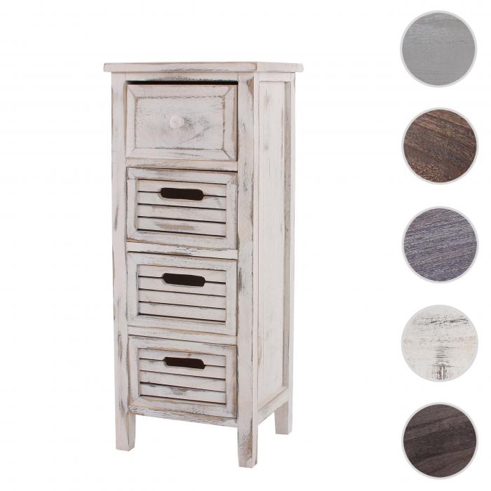 Kommode T18, Schubladenschrank Schrank, 4 Schubladen, 74x30x25cm Shabby-Look Vintage ~ wei