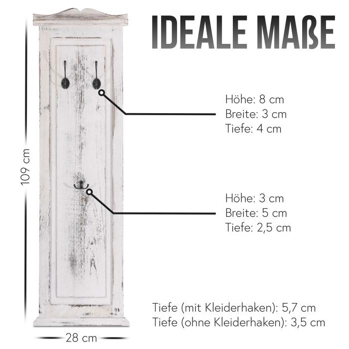 2er-Set Garderobe T33, Wandgarderobe Garderobenpaneel, Wandhaken Holz 109x28x4cm ~ grau-braun shabby