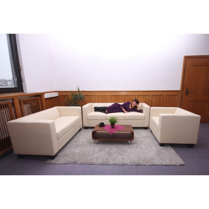 3-1-1 Sofagarnitur Couchgarnitur Loungesofa Lille ~ Leder schwarz