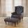 Sessel Relaxsessel Clubsessel Ohrensessel Chesterfield, Kunstleder ~ antik-braun mit Ottomane