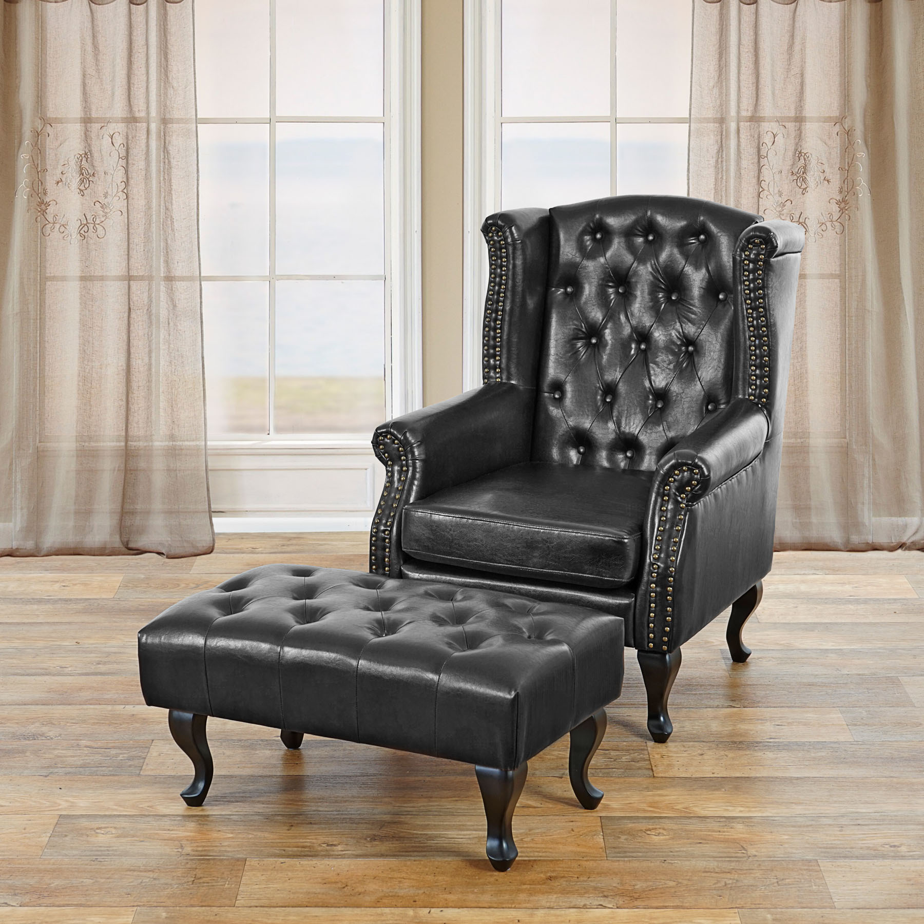 Sessel Relaxsessel Clubsessel Ohrensessel Ottomane Chesterfield Kunstleder - Bild 17 von 21