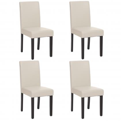 4er-Set Esszimmerstuhl Stuhl Kchenstuhl Littau FSC-zertifiziert ~ Kunstleder, wei dunkle Beine