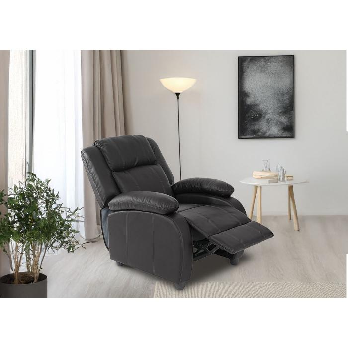 Fernsehsessel Relaxsessel Liege Sessel Lincoln, Kunstleder ~ schwarz