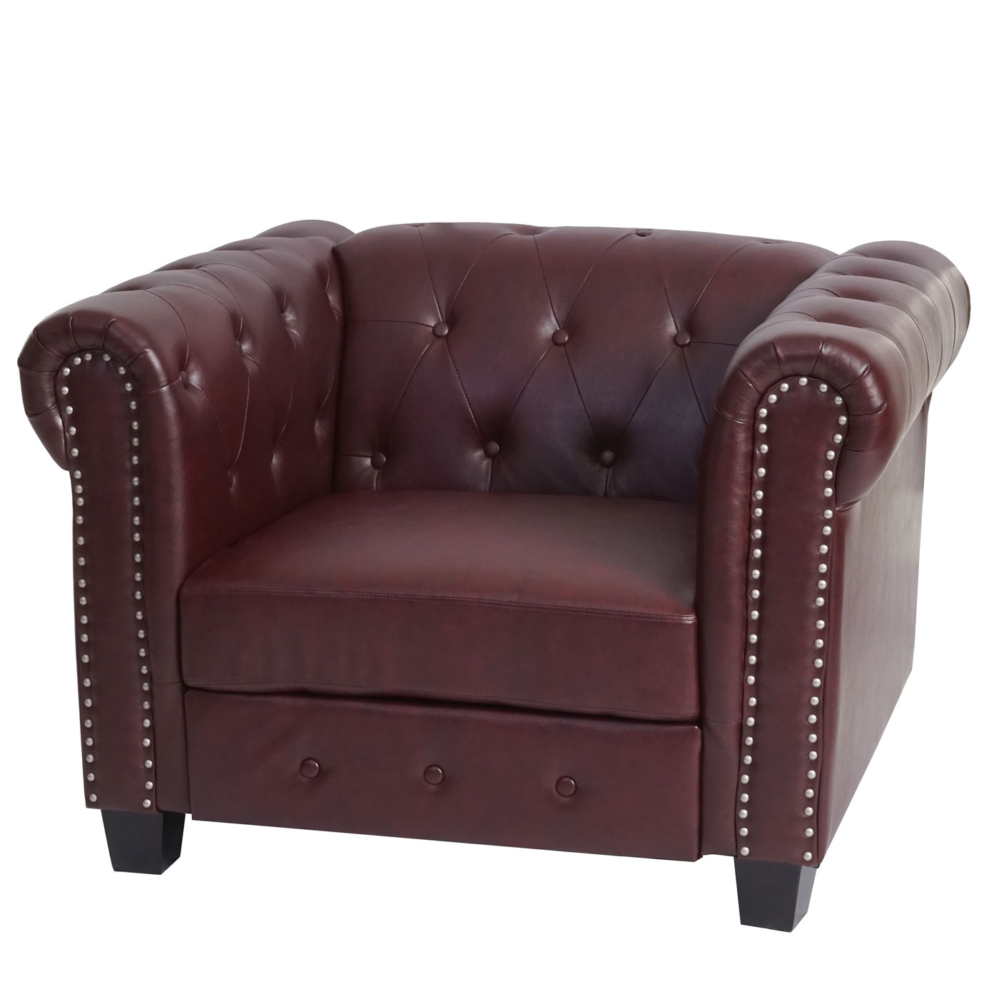 Luxus Sessel Chesterfield, Loungesessel, Kunstleder runde oder eckige Füße - Bild 18 von 21